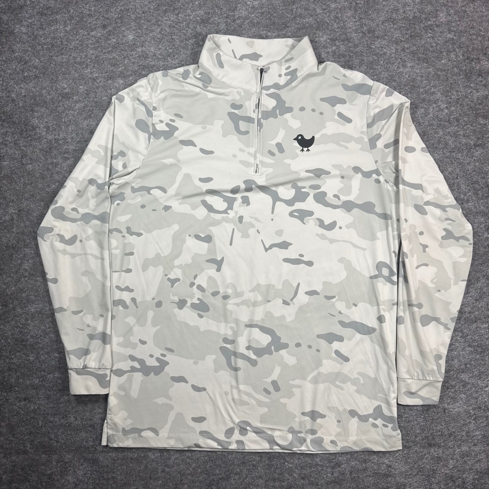 Bad Birdie Quarter Zip Golf Pullover Mens M Camo Grey White Activewear